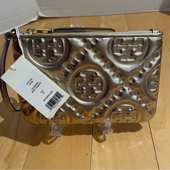 NWT Tory Burch T monogram puffy metallic pouch - Picture 2 of 7
